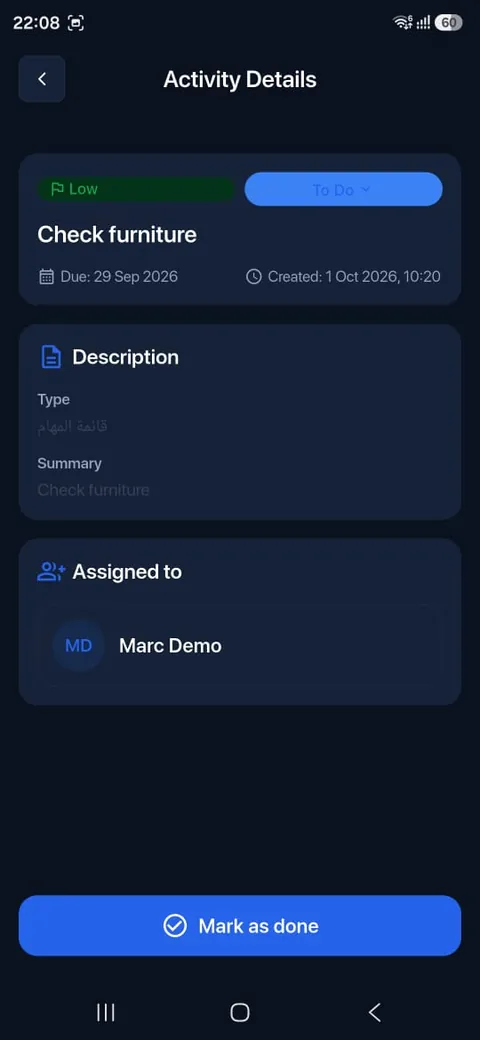 Activity details