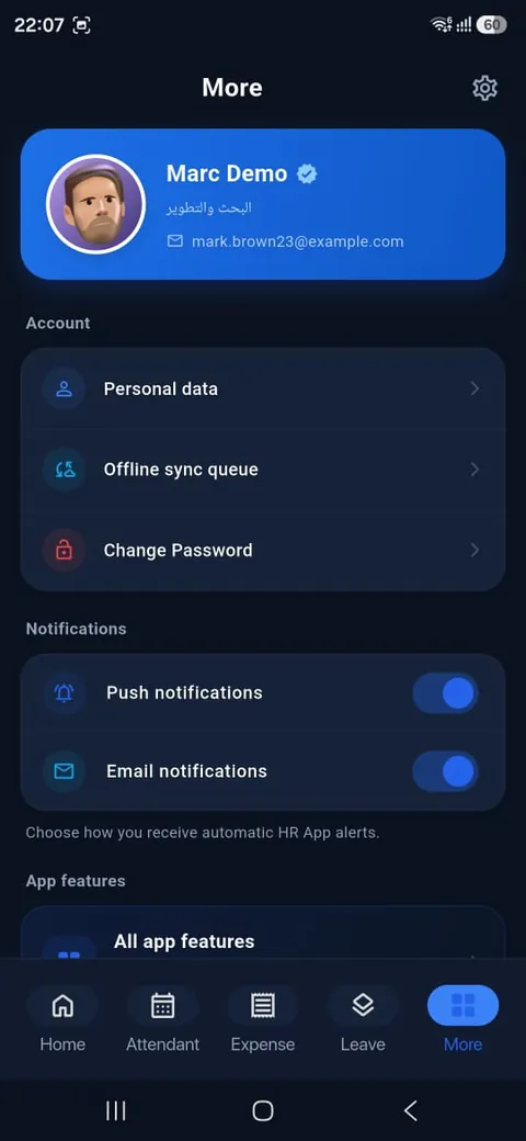 More: account and notifications