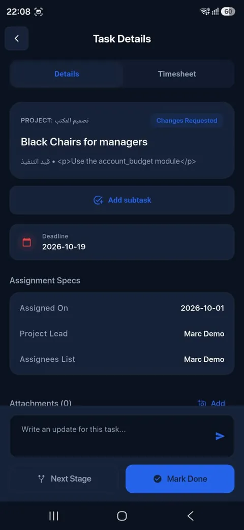 Task details