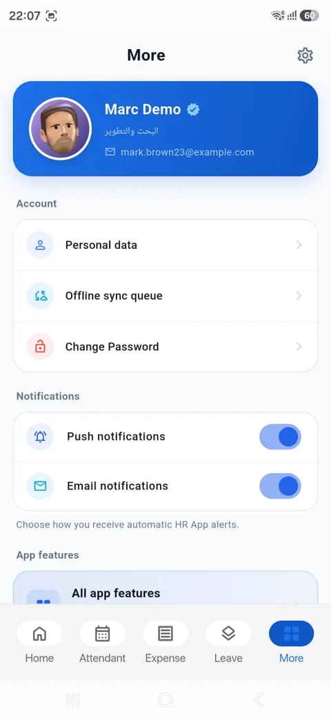 More: account and notifications
