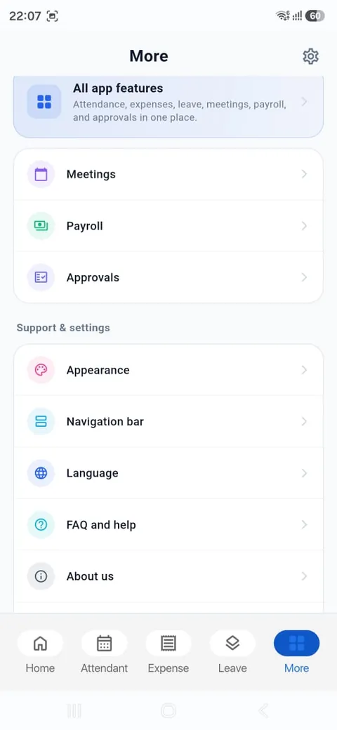 More: features and settings