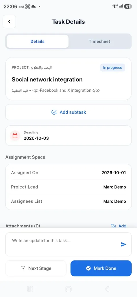 Task details